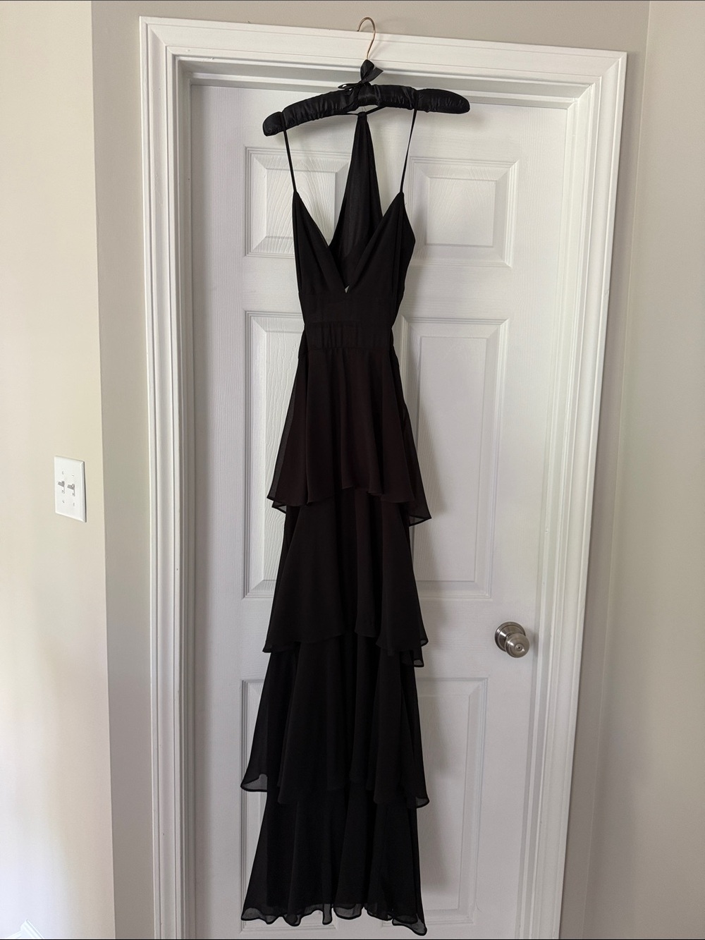 Lulu's Black Tiered Maxi Dress with Spaghetti Straps